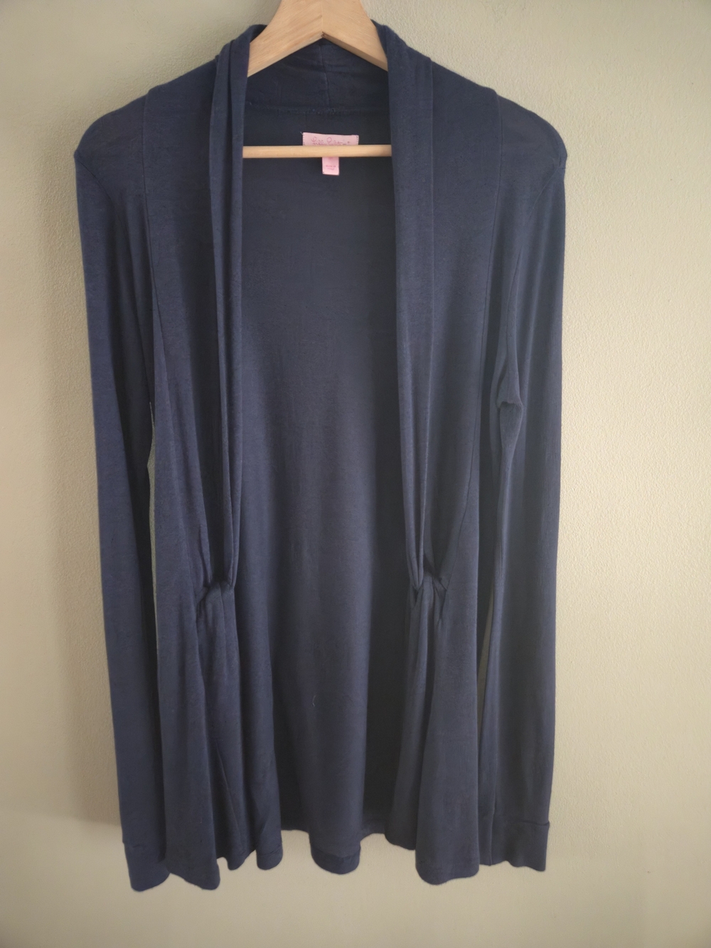Lilly Pulitzer Navy Abington Knotted Cardigan Twist Side Pima Cotton Modal Knit